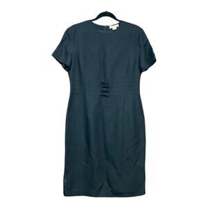 Brooks Brothers Dress Women 12 Linen Blend Black Bow